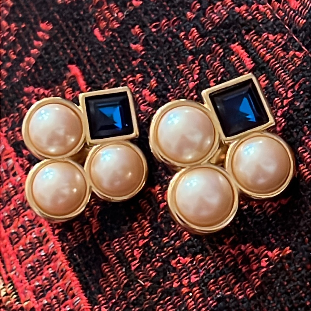 Vintage YSL Yves Saint Laurent Gripoix Pearl Earrings w/pierced Clip Back